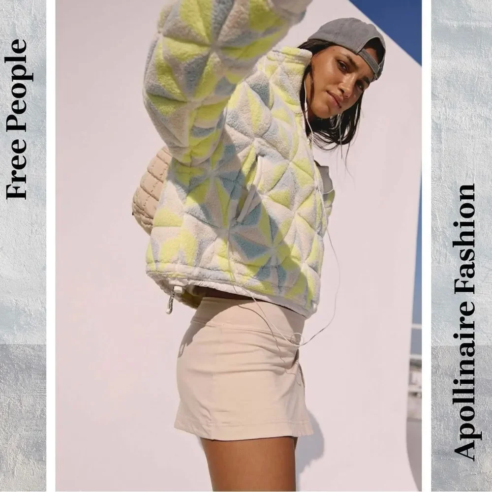FP MOVEMENT MOUNTAIN HIGH 3D PRINTED 1/2 ZIP FLEECE IN SOUR CITRUS XL NWT - Picture 4 of 11